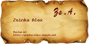 Zsinka Alex névjegykártya